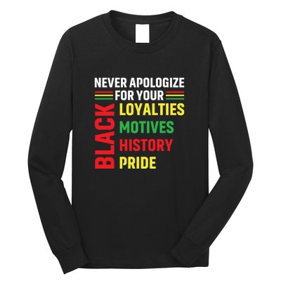 Never Apologize For Your Blackness Black History Juneteenth Long Sleeve Shirt