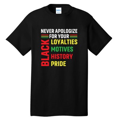 Never Apologize For Your Blackness Black History Juneteenth Tall T-Shirt