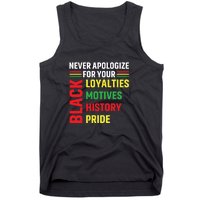 Never Apologize For Your Blackness Black History Juneteenth Tank Top