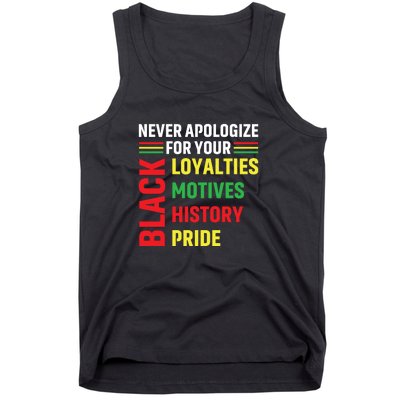 Never Apologize For Your Blackness Black History Juneteenth Tank Top