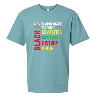 Never Apologize For Your Blackness Black History Juneteenth Sueded Cloud Jersey T-Shirt