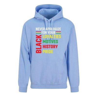 Never Apologize For Your Blackness Black History Juneteenth Unisex Surf Hoodie