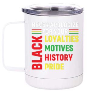 Never Apologize For Your Blackness Black History Juneteenth 12 oz Stainless Steel Tumbler Cup