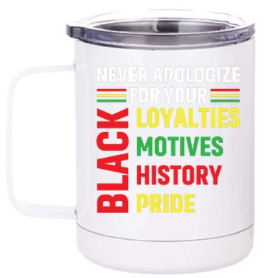 Never Apologize For Your Blackness Black History Juneteenth 12 oz Stainless Steel Tumbler Cup