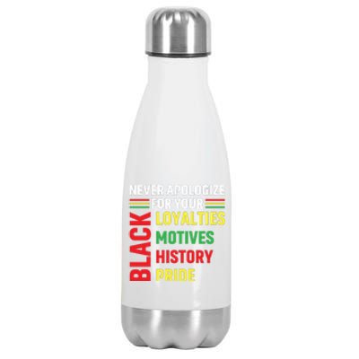 Never Apologize For Your Blackness Black History Juneteenth Stainless Steel Insulated Water Bottle