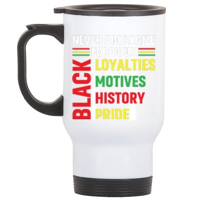 Never Apologize For Your Blackness Black History Juneteenth Stainless Steel Travel Mug