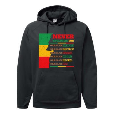 Never Apologize For Your Blackness Juneteenth Black Pride Performance Fleece Hoodie