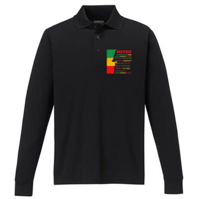 Never Apologize For Your Blackness Juneteenth Black Pride Performance Long Sleeve Polo