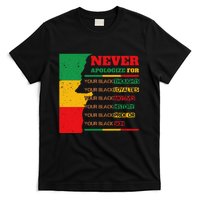 Never Apologize For Your Blackness Juneteenth Black Pride T-Shirt