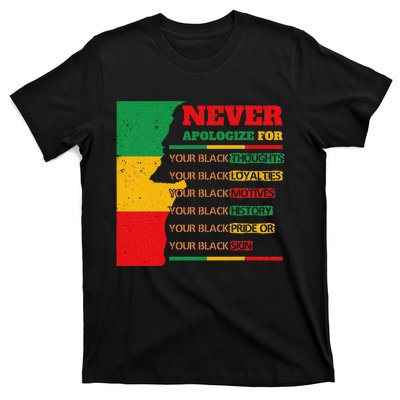 Never Apologize For Your Blackness Juneteenth Black Pride T-Shirt