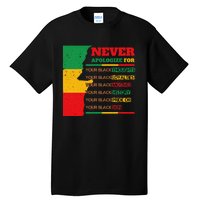 Never Apologize For Your Blackness Juneteenth Black Pride Tall T-Shirt