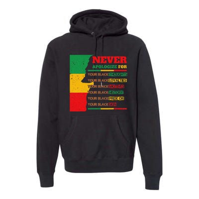 Never Apologize For Your Blackness Juneteenth Black Pride Premium Hoodie