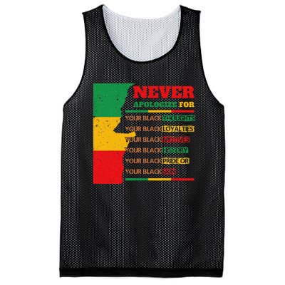 Never Apologize For Your Blackness Juneteenth Black Pride Mesh Reversible Basketball Jersey Tank