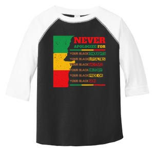 Never Apologize For Your Blackness Juneteenth Black Pride Toddler Fine Jersey T-Shirt