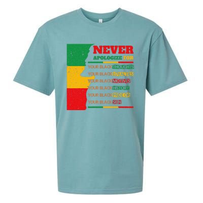 Never Apologize For Your Blackness Juneteenth Black Pride Sueded Cloud Jersey T-Shirt