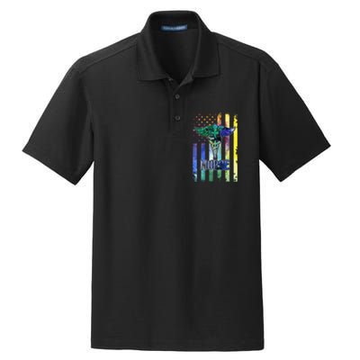 Nurse American Flag Dry Zone Grid Polo