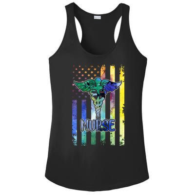 Nurse American Flag Ladies PosiCharge Competitor Racerback Tank