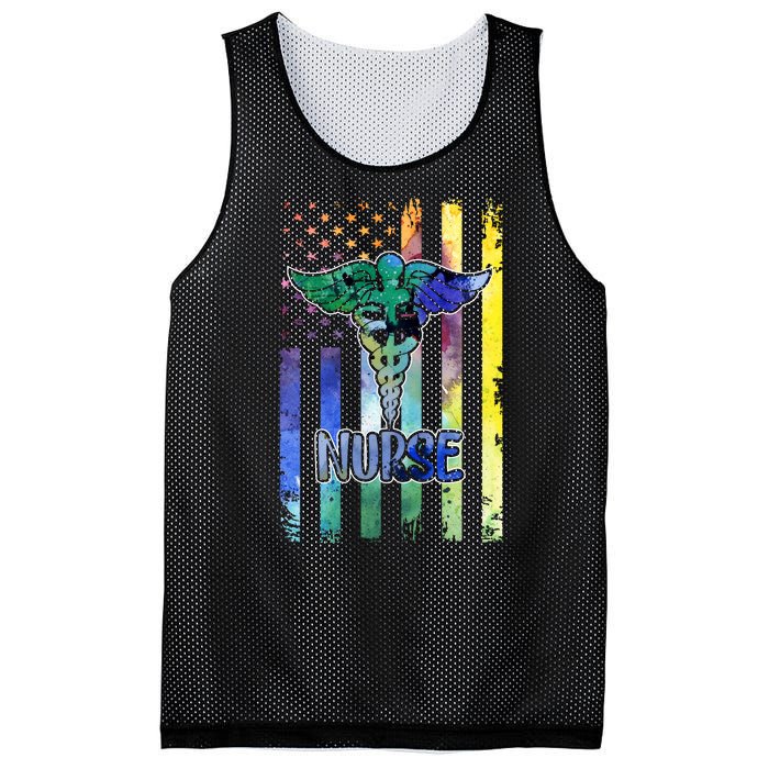 Nurse American Flag Mesh Reversible Basketball Jersey Tank