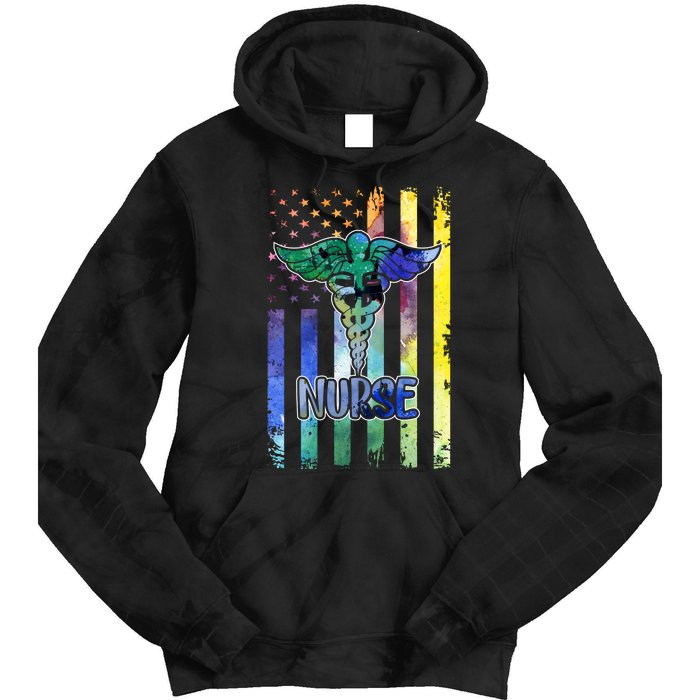 Nurse American Flag Tie Dye Hoodie