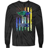 Nurse American Flag Tie-Dye Long Sleeve Shirt