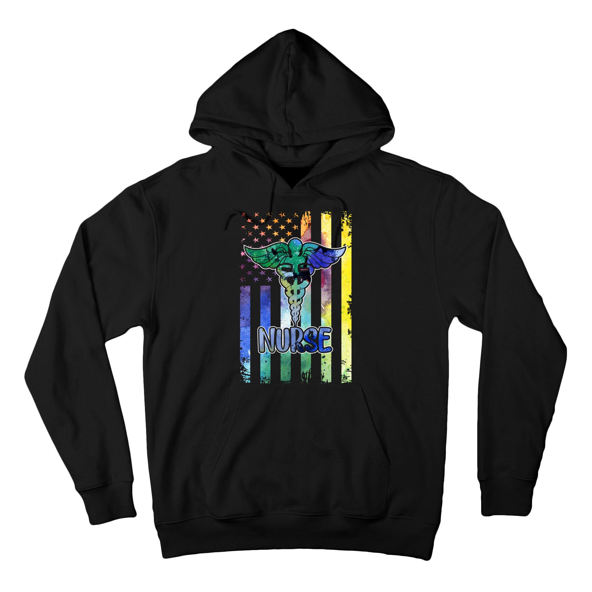 Nurse American Flag Tall Hoodie