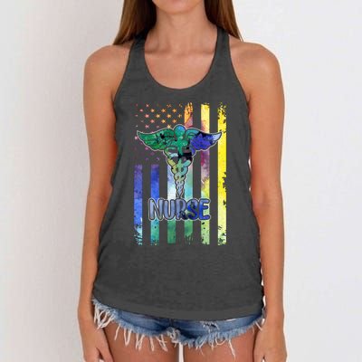 Nurse American Flag Women's Knotted Racerback Tank