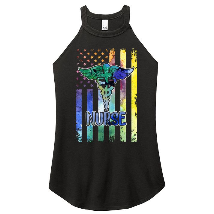 Nurse American Flag Women's Perfect Tri Rocker Tank