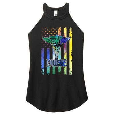 Nurse American Flag Women's Perfect Tri Rocker Tank