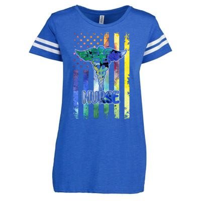 Nurse American Flag Enza Ladies Jersey Football T-Shirt