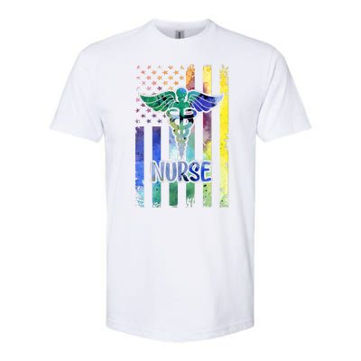 Nurse American Flag Softstyle CVC T-Shirt