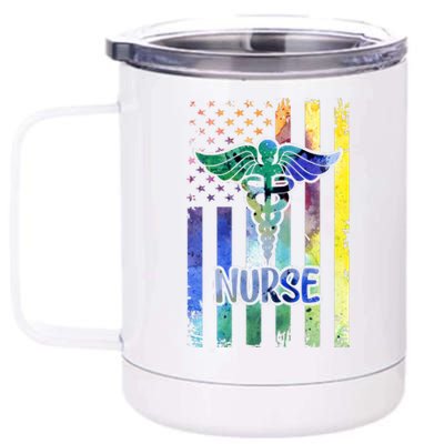 Nurse American Flag 12 oz Stainless Steel Tumbler Cup