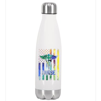 Nurse American Flag Stainless Steel Insulated Water Bottle