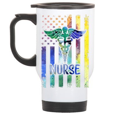 Nurse American Flag Stainless Steel Travel Mug