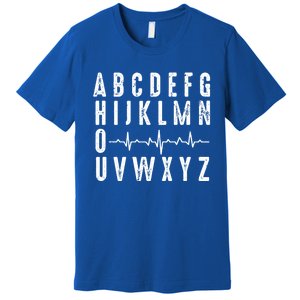 Nurse Abcs Funny Pqrst Ekg Heart Rhythm Gift Premium T-Shirt