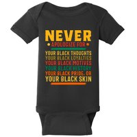 Never Apologize For Your Blackness Baby Bodysuit