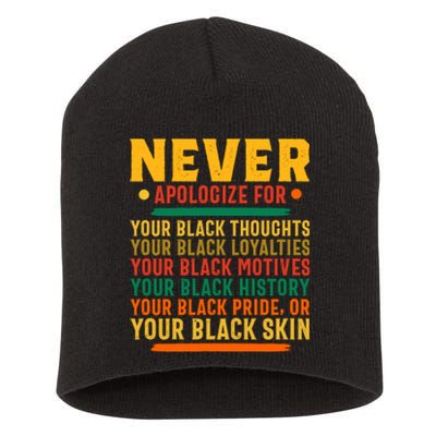 Never Apologize For Your Blackness Short Acrylic Beanie