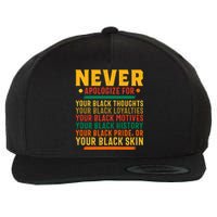 Never Apologize For Your Blackness Wool Snapback Cap