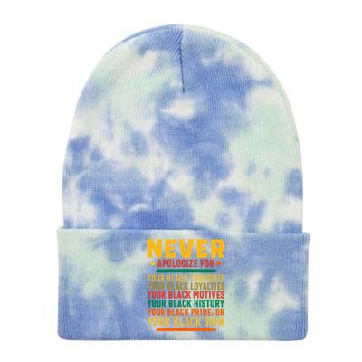 Never Apologize For Your Blackness Tie Dye 12in Knit Beanie