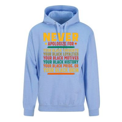 Never Apologize For Your Blackness Unisex Surf Hoodie