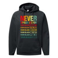 Never Apologize For Your Blackness Juneteenth Freedom 1865 Performance Fleece Hoodie