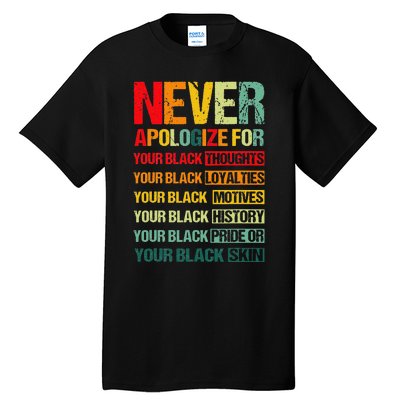 Never Apologize For Your Blackness Juneteenth Freedom 1865 Tall T-Shirt