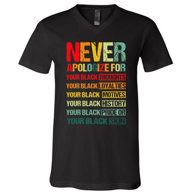 Never Apologize For Your Blackness Juneteenth Freedom 1865 V-Neck T-Shirt