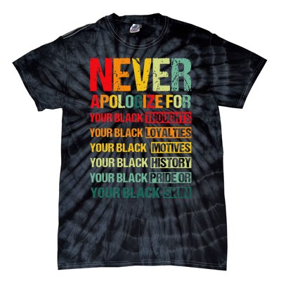 Never Apologize For Your Blackness Juneteenth Freedom 1865 Tie-Dye T-Shirt