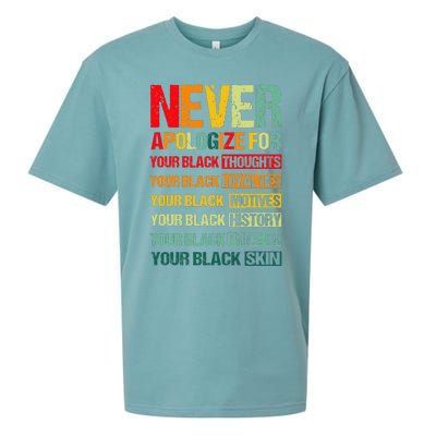 Never Apologize For Your Blackness Juneteenth Freedom 1865 Sueded Cloud Jersey T-Shirt