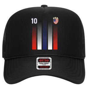 National America Flag American Soccer USA Jersey Fan 10 High Crown Mesh Back Trucker Hat