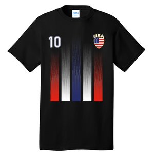 National America Flag American Soccer USA Jersey Fan 10 Tall T-Shirt