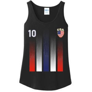 National America Flag American Soccer USA Jersey Fan 10 Ladies Essential Tank