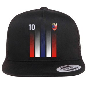 National America Flag American Soccer USA Jersey Fan 10 Flat Bill Trucker Hat