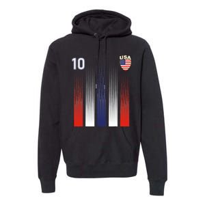 National America Flag American Soccer USA Jersey Fan 10 Premium Hoodie