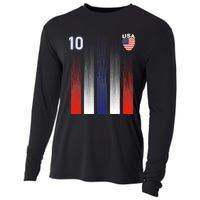 National America Flag American Soccer USA Jersey Fan 10 Cooling Performance Long Sleeve Crew